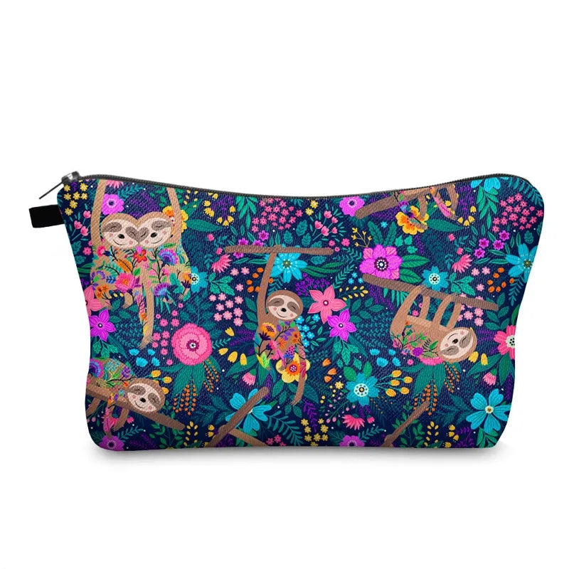 Makeup bag/ Travel small bag - Sloth Vibes: Explore Pura Vida Culture Through Sloth-Inspired Fashion - Sloth Vibes