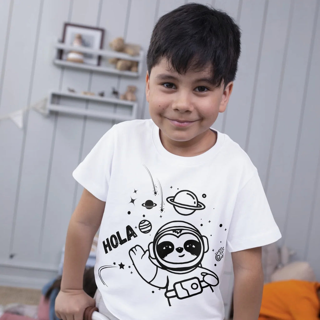 Kids T Shirts "Hola" - Sloth Vibes: Explore Pura Vida Culture Through Sloth-Inspired Fashion - Sloth Vibes