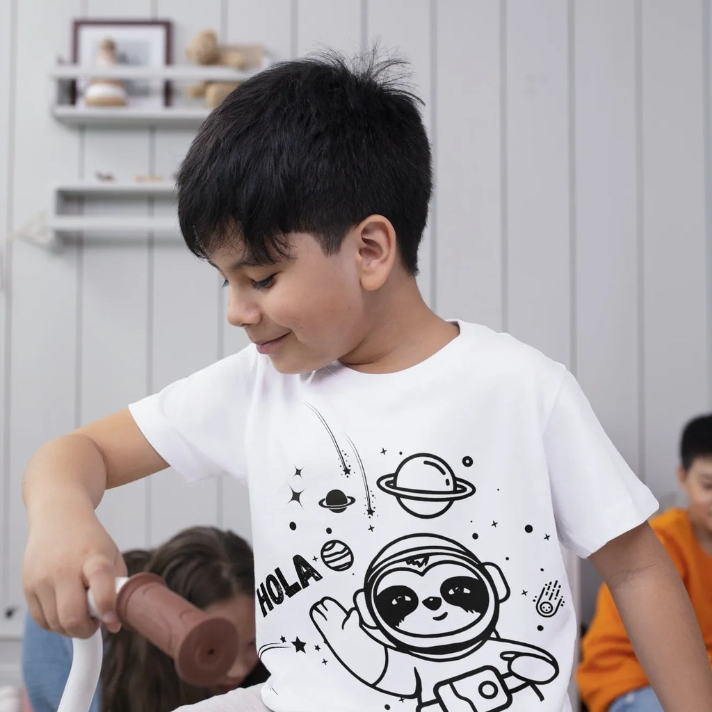 Kids T Shirts "Hola" - Sloth Vibes: Explore Pura Vida Culture Through Sloth-Inspired Fashion - Sloth Vibes